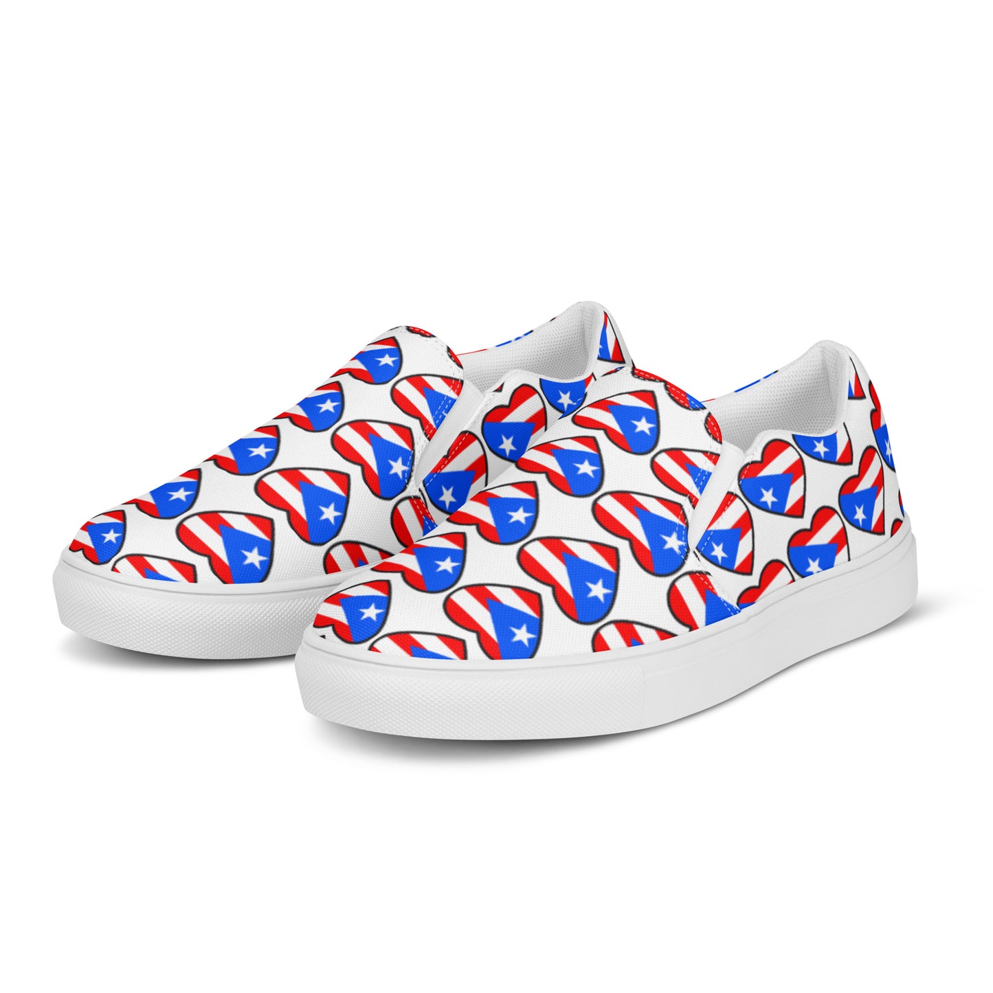 Women’s slip-on canvas shoes- Heart Puerto Rico (White)