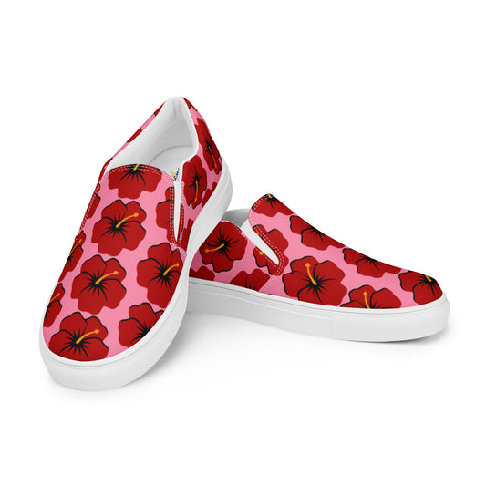 Women’s slip-on canvas shoes- Hibiscus Flower