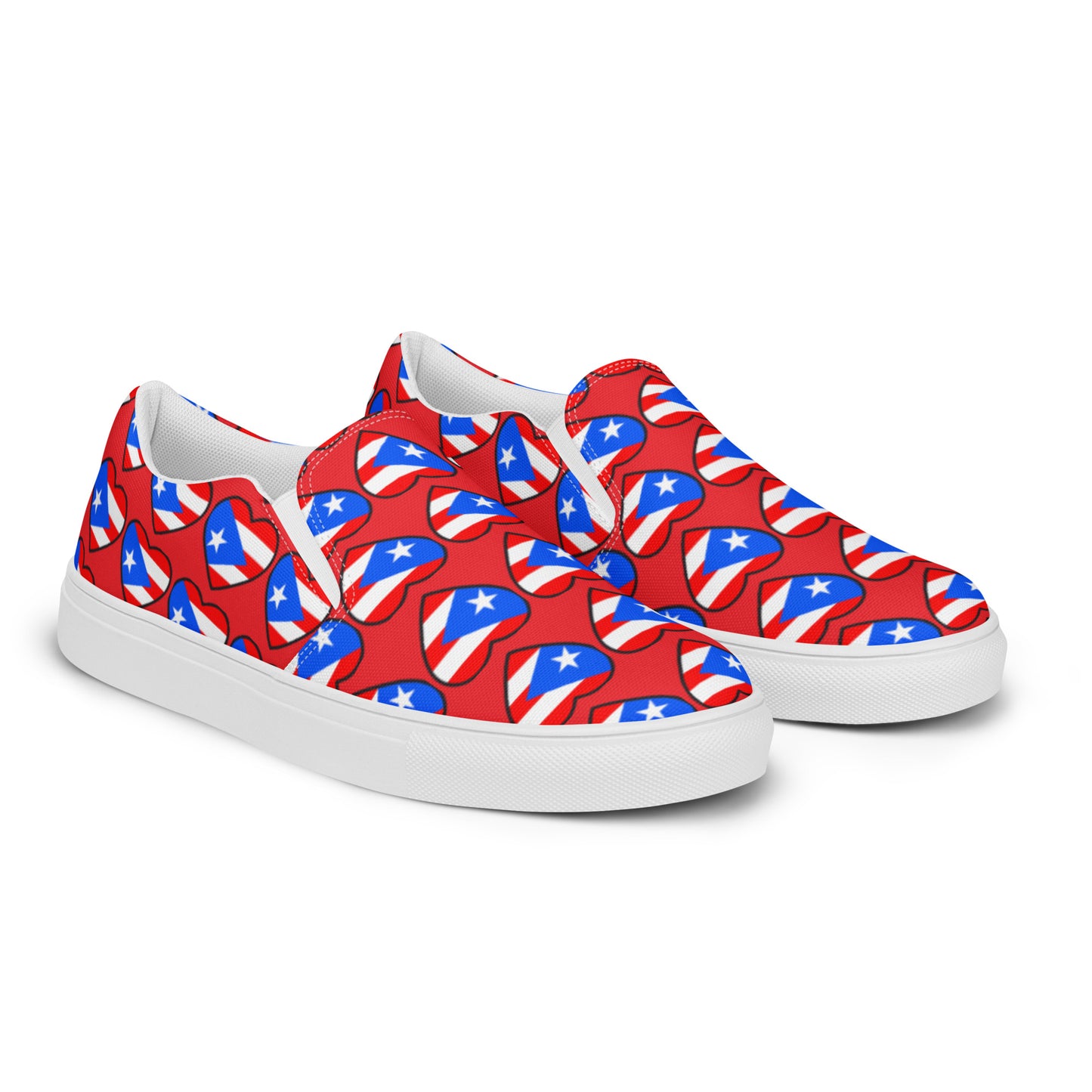 Women’s slip-on canvas shoes- Heart Puerto Rico (Red)