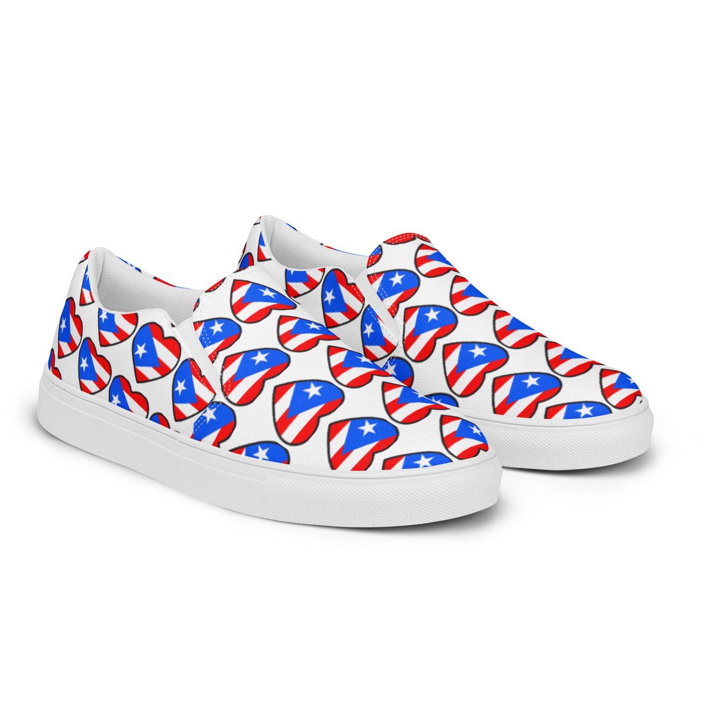 Women’s slip-on canvas shoes- Heart Puerto Rico (White)